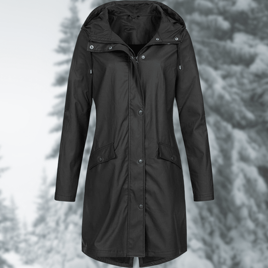 Women's All Weather Hooded Long Coat For Rain And Cold - Nalani - UK Fashion Clothing and Decor