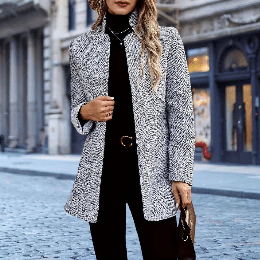 Women's ankle length coat with single row buttons and notch lapels - Nalani - UK Fashion Clothing and Decor