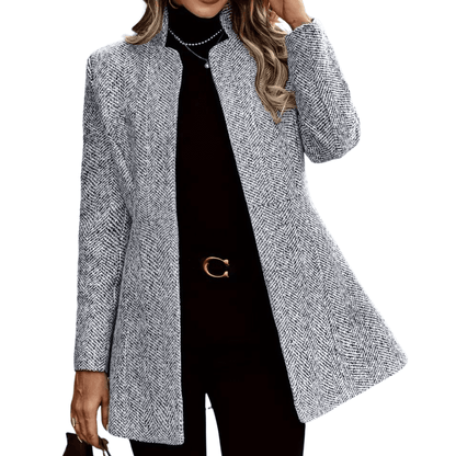 Women's ankle length coat with single row buttons and notch lapels - Nalani - UK Fashion Clothing and Decor