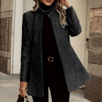 Women's ankle length coat with single row buttons and notch lapels - Nalani - UK Fashion Clothing and Decor
