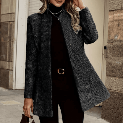 Women's ankle length coat with single row buttons and notch lapels - Nalani - UK Fashion Clothing and Decor