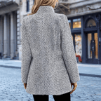 Women's ankle length coat with single row buttons and notch lapels - Nalani - UK Fashion Clothing and Decor