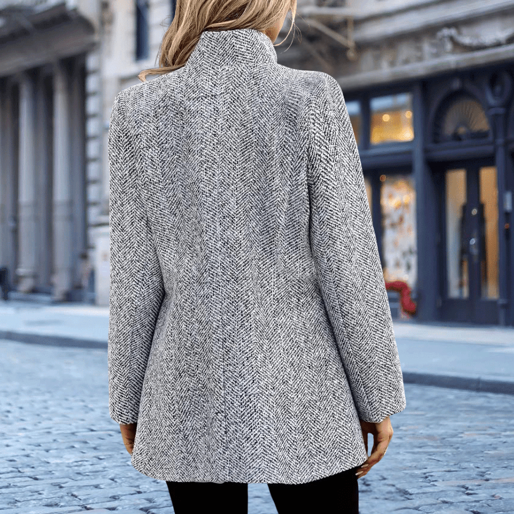 Women's ankle length coat with single row buttons and notch lapels - Nalani - UK Fashion Clothing and Decor