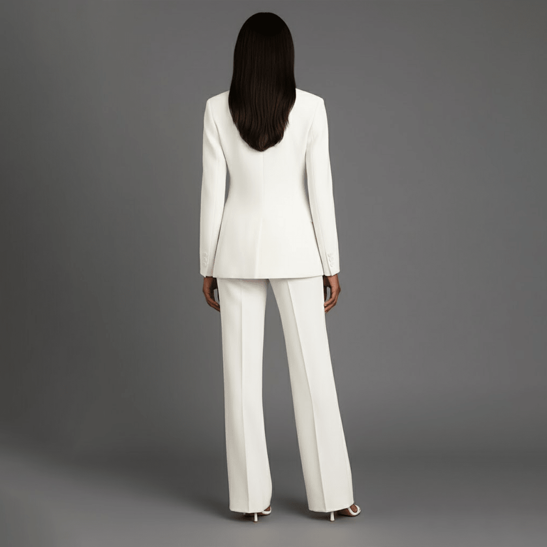 Women’s Blazer And Wide Leg Trousers Tailored Suit Set | Button Front For Workwear Office - Nalani - Fashion Clothing and Decor