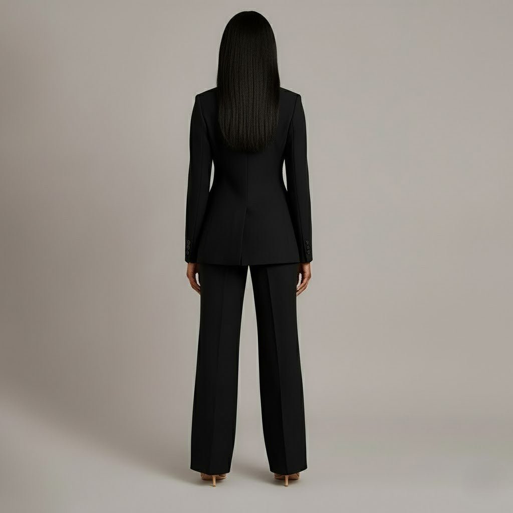 Women’s Blazer And Wide Leg Trousers Tailored Suit Set | Button Front For Workwear Office - Nalani - Fashion Clothing and Decor