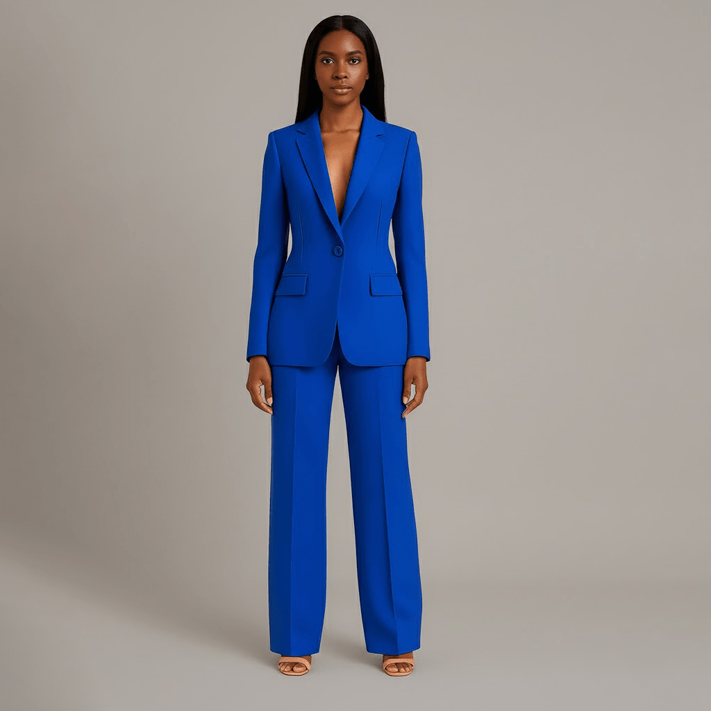 Women’s Blazer And Wide Leg Trousers Tailored Suit Set | Button Front For Workwear Office - Nalani - Fashion Clothing and Decor