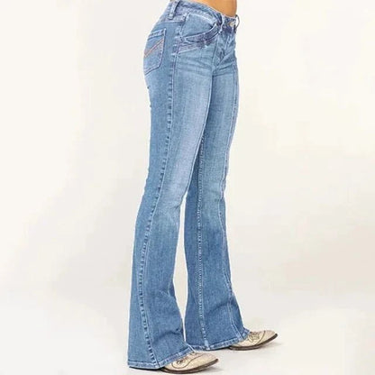 Women's Blue Flared Jeans - Nalani - UK Fashion Clothing and Decor