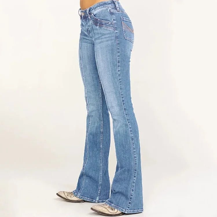 Women's Blue Flared Jeans - Nalani - UK Fashion Clothing and Decor