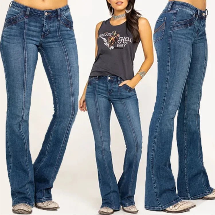 Women's Blue Flared Jeans - Nalani - UK Fashion Clothing and Decor