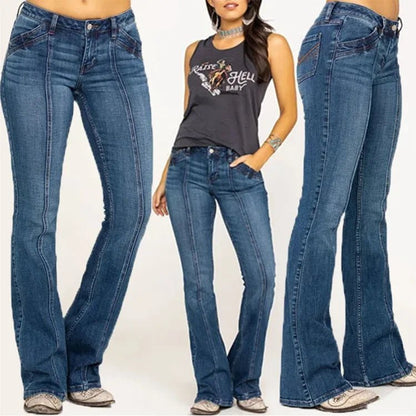 Women's Blue Flared Jeans - Nalani - UK Fashion Clothing and Decor