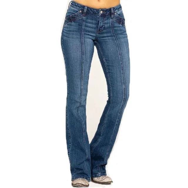 Women's Blue Flared Jeans - Nalani - UK Fashion Clothing and Decor