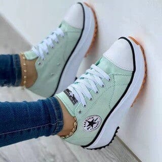 Women's Casual Canvas Sneakers With Lace Up And Rubber Sole - Nalani - UK Fashion Clothing and Decor
