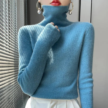 Womens Casual Turtleneck Pullover Knit Sweater For Layering - Nalani - UK Fashion Clothing and Decor