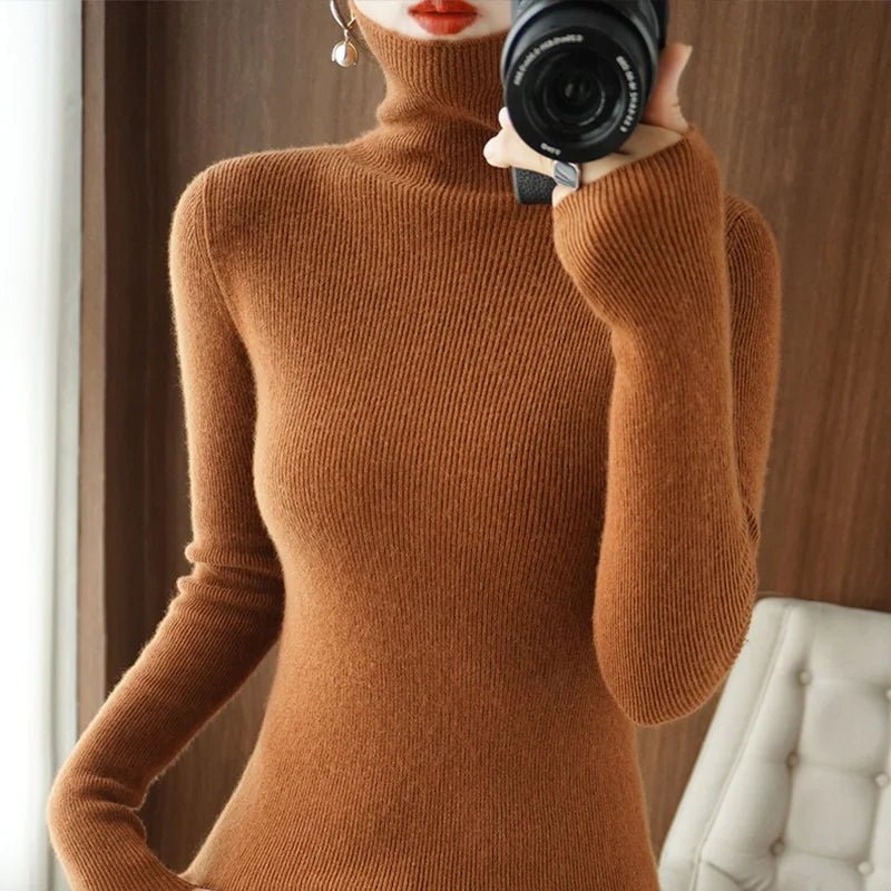 Womens Casual Turtleneck Pullover Knit Sweater For Layering - Nalani - UK Fashion Clothing and Decor