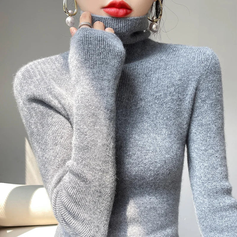 Womens Casual Turtleneck Pullover Knit Sweater For Layering - Nalani - UK Fashion Clothing and Decor