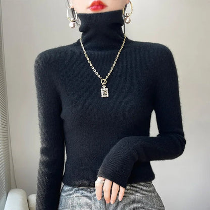 Womens Casual Turtleneck Pullover Knit Sweater For Layering - Nalani - UK Fashion Clothing and Decor