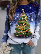 Womens Christmas Tree Print Sweater Festive Holiday Knit - Nalani - UK Fashion Clothing and Decor