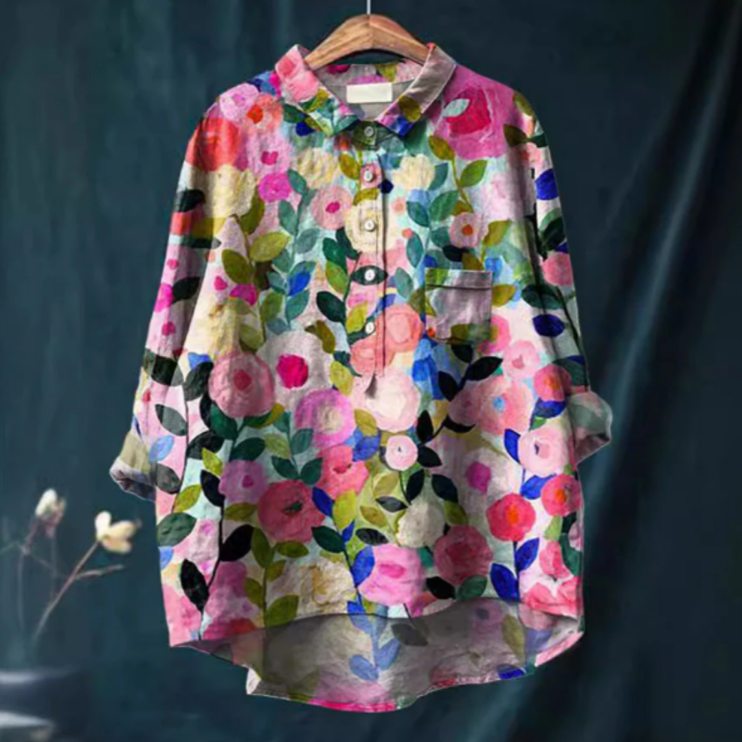 Women's Floral Print Blouse – Elegant & Stylish Casual Top - Nalani - Fashion Clothing and Decor
