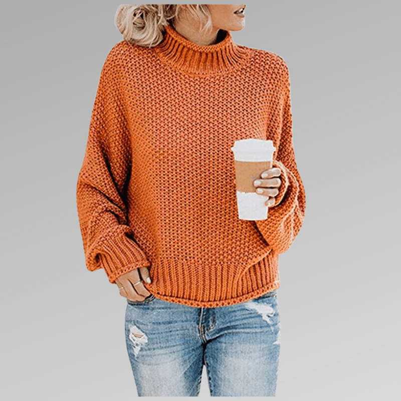 Women's high neck knit long sleeve sweater - Nalani - UK Fashion Clothing and Decor