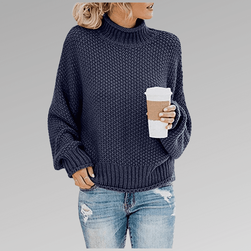 Women's high neck knit long sleeve sweater - Nalani - UK Fashion Clothing and Decor