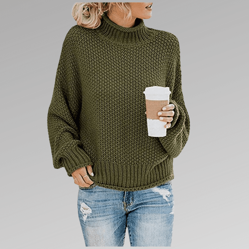 Women's high neck knit long sleeve sweater - Nalani - UK Fashion Clothing and Decor