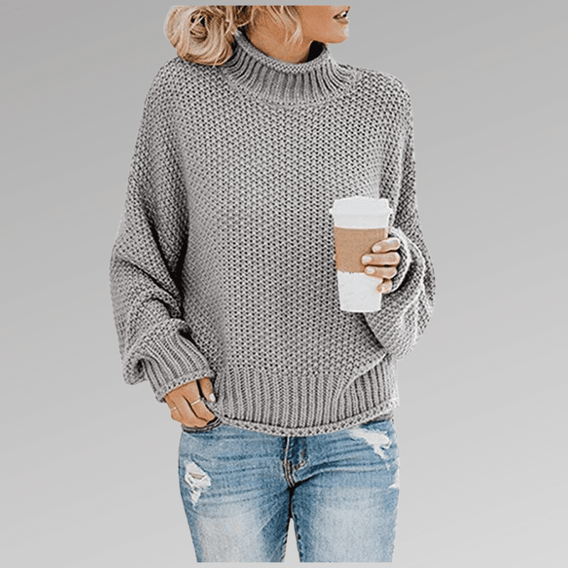 Women's high neck knit long sleeve sweater - Nalani - UK Fashion Clothing and Decor