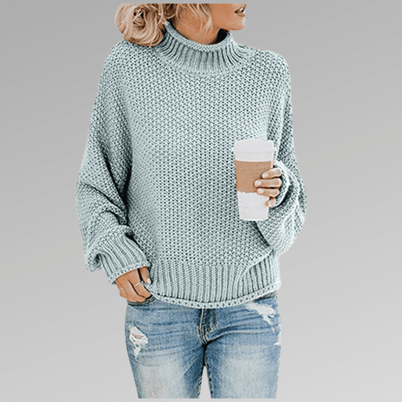 Women's high neck knit long sleeve sweater - Nalani - UK Fashion Clothing and Decor