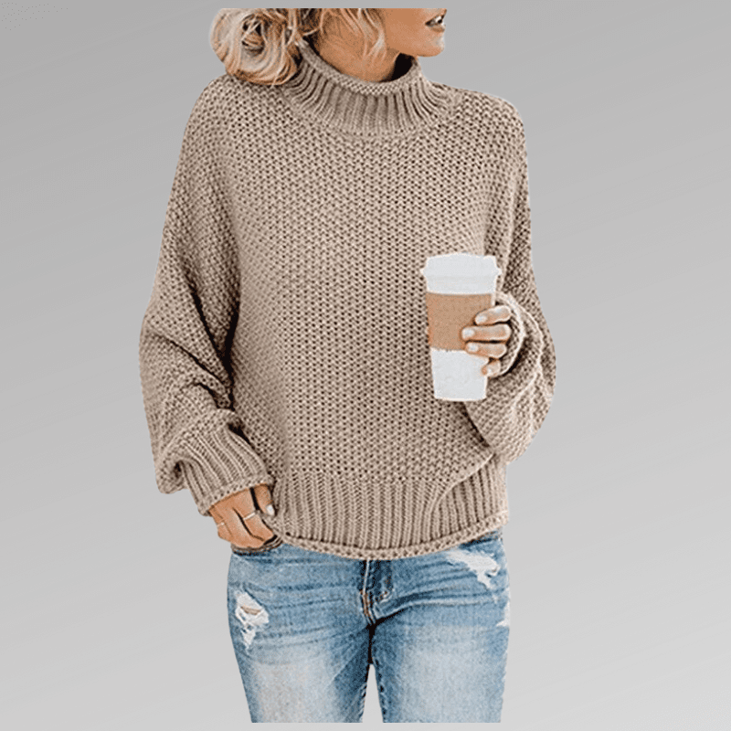 Women's high neck knit long sleeve sweater - Nalani - UK Fashion Clothing and Decor