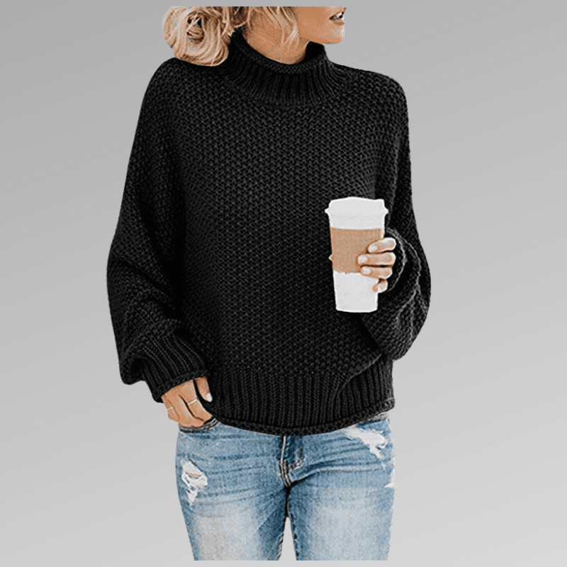 Women's high neck knit long sleeve sweater - Nalani - UK Fashion Clothing and Decor