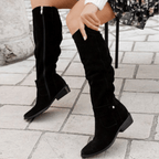 Women’s Knee-High Slouch Boots – Elegant Everyday Style With Low Heel - Nalani - Fashion Clothing and Decor