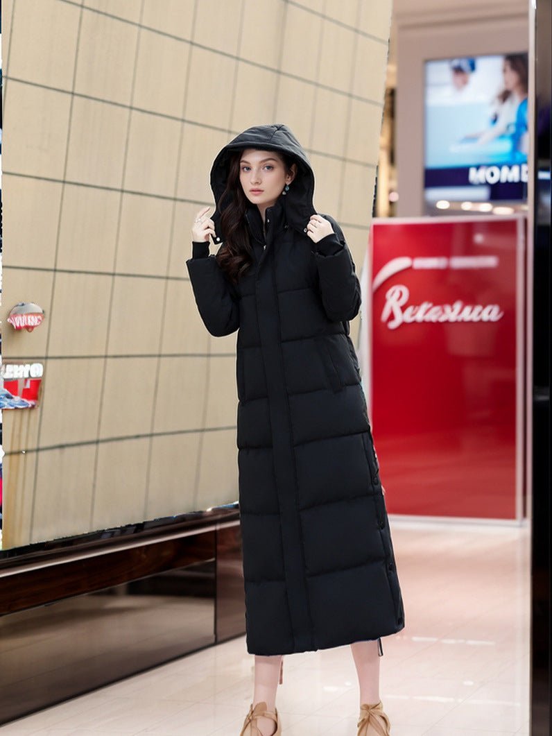 Women's Long Down Coat With Hood And Cotton Lining Warm - Nalani - UK Fashion Clothing and Decor