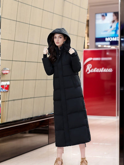 Women's Long Down Coat With Hood And Cotton Lining Warm - Nalani - UK Fashion Clothing and Decor