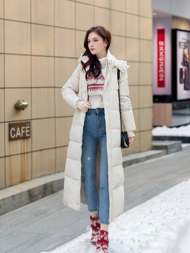 Women's Long Down Coat With Hood And Cotton Lining Warm - Nalani - UK Fashion Clothing and Decor