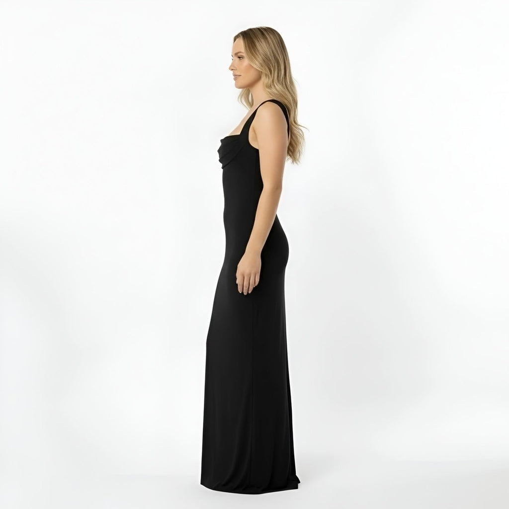 Women's long fitted dress elegant evening gown square neckline slim fit - Nalani - UK and AUS Fashion Clothing and Decor