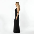Women's long fitted dress elegant evening gown square neckline slim fit - Nalani - UK and AUS Fashion Clothing and Decor