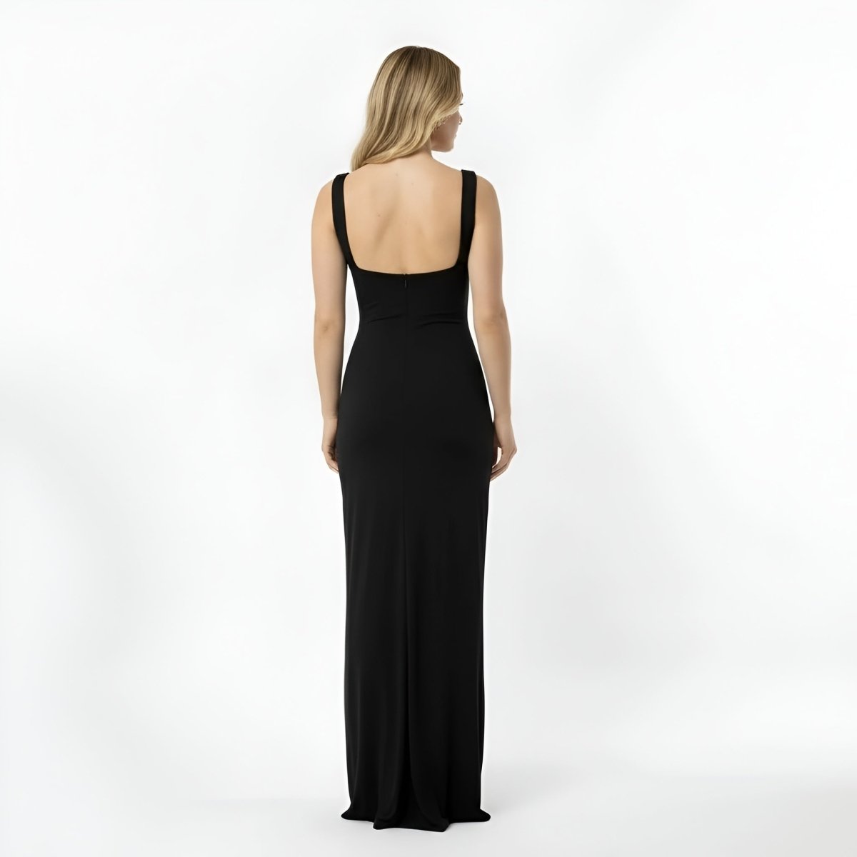 Women's long fitted dress elegant evening gown square neckline slim fit - Nalani - UK and AUS Fashion Clothing and Decor