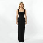 Women's long fitted dress elegant evening gown square neckline slim fit - Nalani - UK and AUS Fashion Clothing and Decor