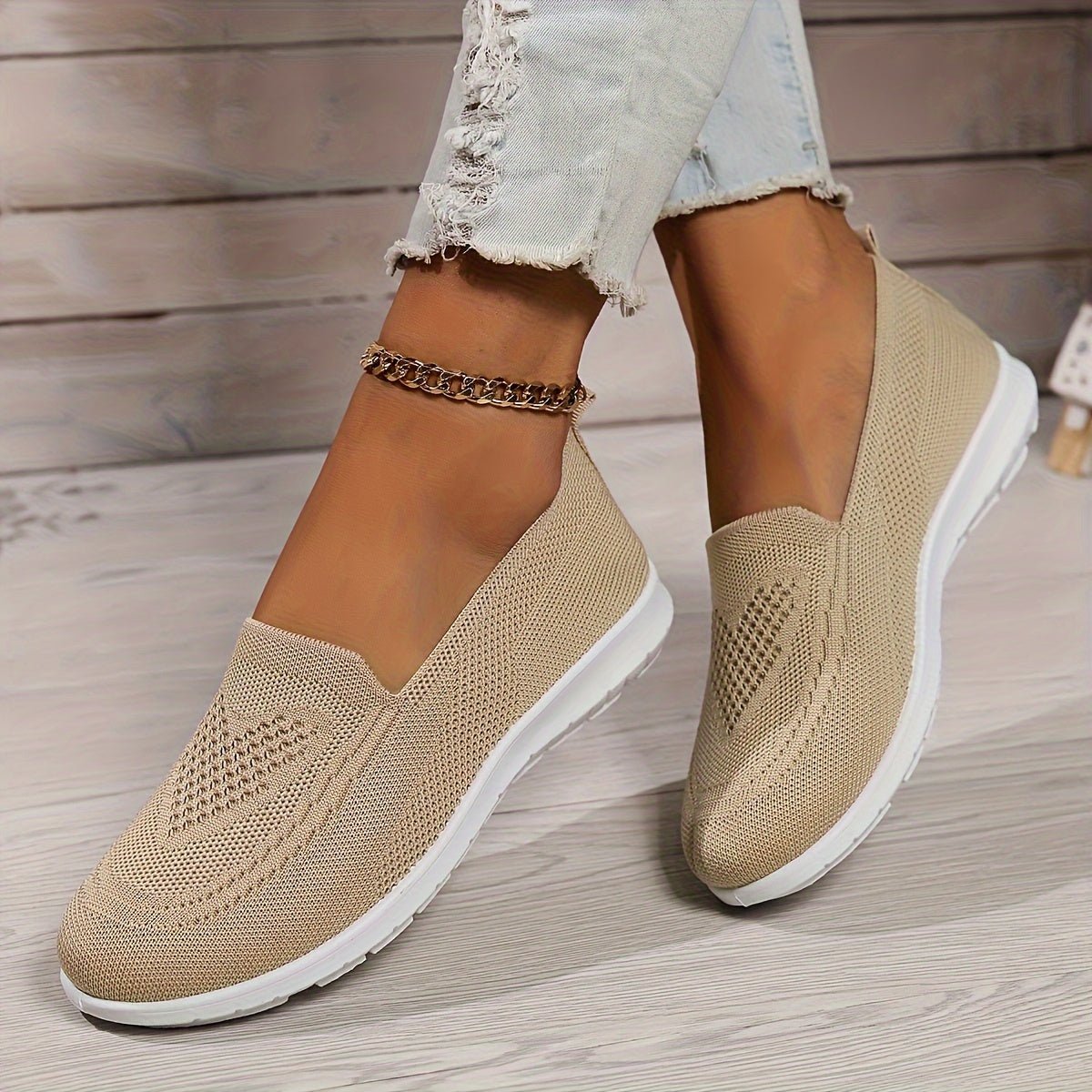 Women’s Low-Top Slip-On Sneakers - Textured Finish All-Day Comfort - Nalani - Fashion Clothing and Decor