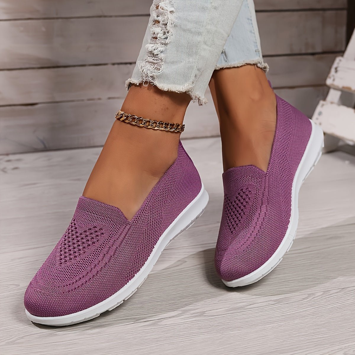 Women’s Low-Top Slip-On Sneakers - Textured Finish All-Day Comfort - Nalani - Fashion Clothing and Decor