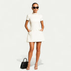 Women’s Mini Dress With Pearl Trim And Pocket Detailing Party Ready - Nalani - Fashion Clothing and Decor