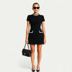 Women’s Mini Dress With Pearl Trim And Pocket Detailing Party Ready - Nalani - Fashion Clothing and Decor