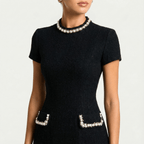 Women’s Mini Dress With Pearl Trim And Pocket Detailing Party Ready - Nalani - Fashion Clothing and Decor