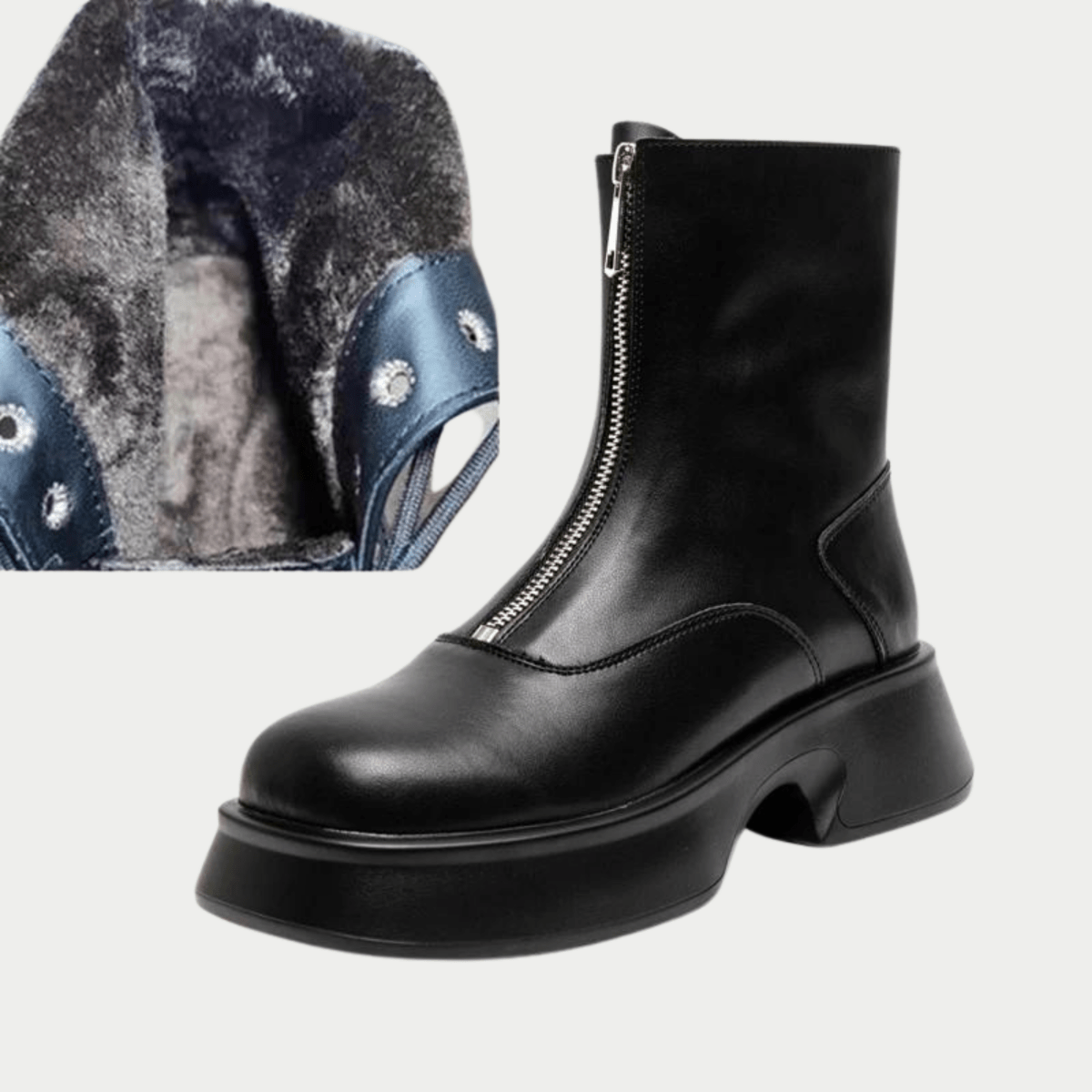 Women's Modern Mid Calf Boots With Platform Sole Round Toe - Nalani - UK Fashion Clothing and Decor