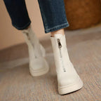 Women's Modern Mid Calf Boots With Platform Sole Round Toe - Nalani - UK Fashion Clothing and Decor