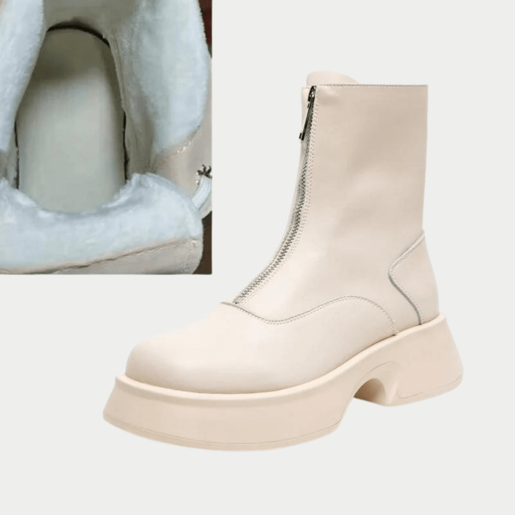Women's Modern Mid Calf Boots With Platform Sole Round Toe - Nalani - UK Fashion Clothing and Decor