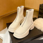 Women's Modern Mid Calf Boots With Platform Sole Round Toe - Nalani - UK Fashion Clothing and Decor
