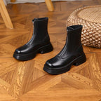 Women's Modern Mid Calf Boots With Platform Sole Round Toe - Nalani - UK Fashion Clothing and Decor