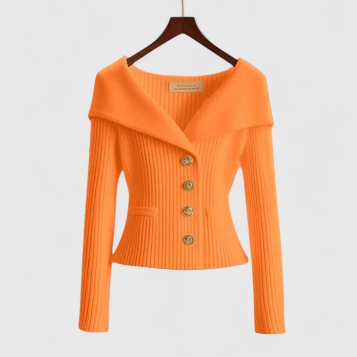 Women’s Off-Shoulder Sweater – Elegant Button-Up Knit for Smart & Evening Wear - Nalani - Fashion Clothing and Decor