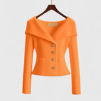 Women’s Off-Shoulder Sweater – Elegant Button-Up Knit for Smart & Evening Wear - Nalani - Fashion Clothing and Decor
