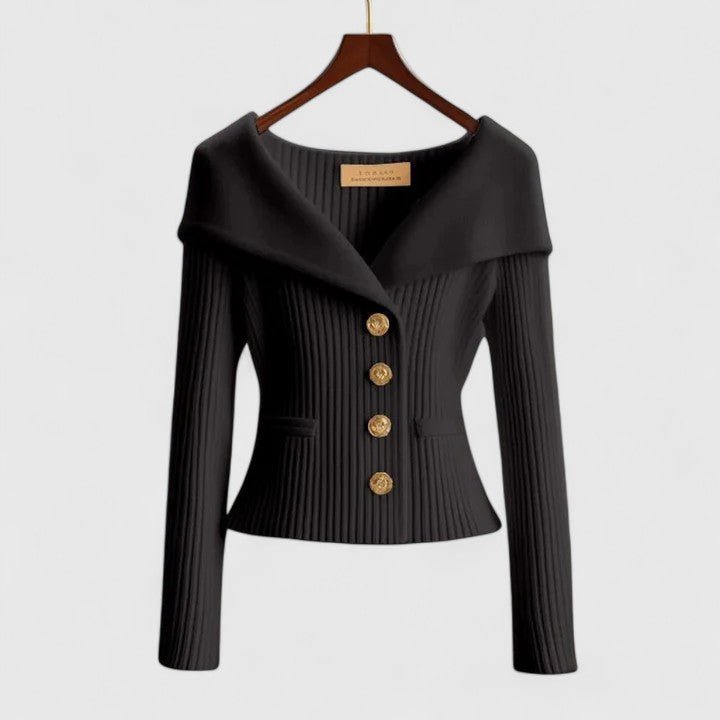 Women’s Off-Shoulder Sweater – Elegant Button-Up Knit for Smart & Evening Wear - Nalani - Fashion Clothing and Decor